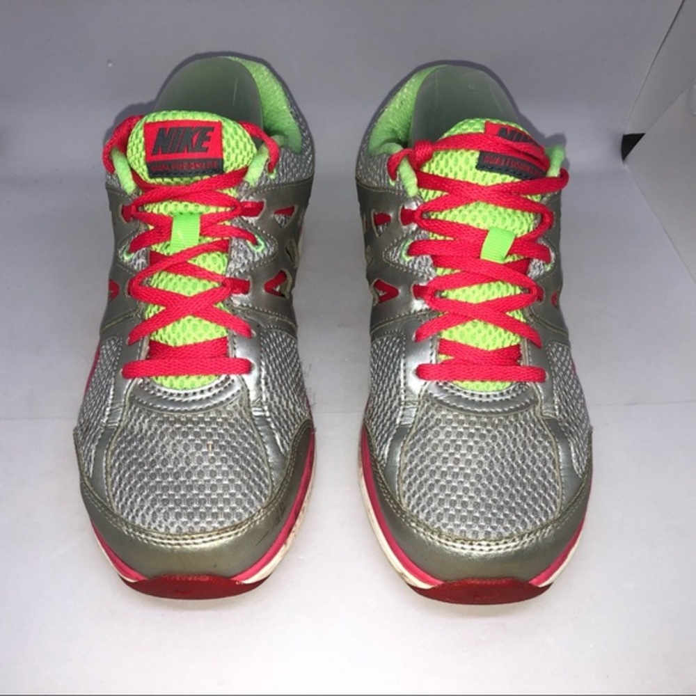 Nike Dual Fusion Running Shoes Silver‎ Pink Neon Green Women's 7.5